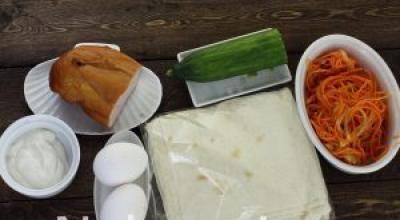 Как приготовить рулет из лаваша с курицей Лаваш с курицей колбасой копченой грибами